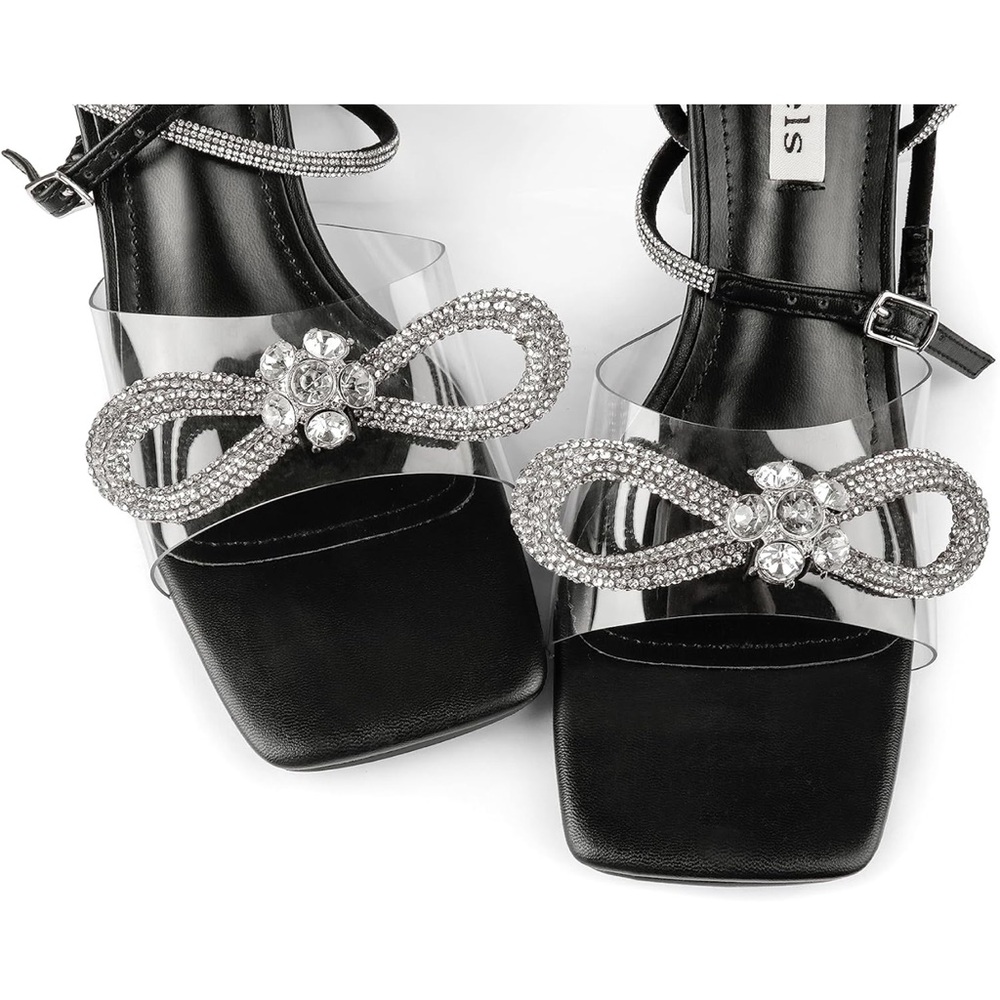 Black and Silver High Heels with bling